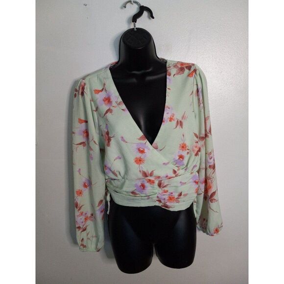 Meraki floral half top with elastic sleeves & bottom - Picture 1 of 5